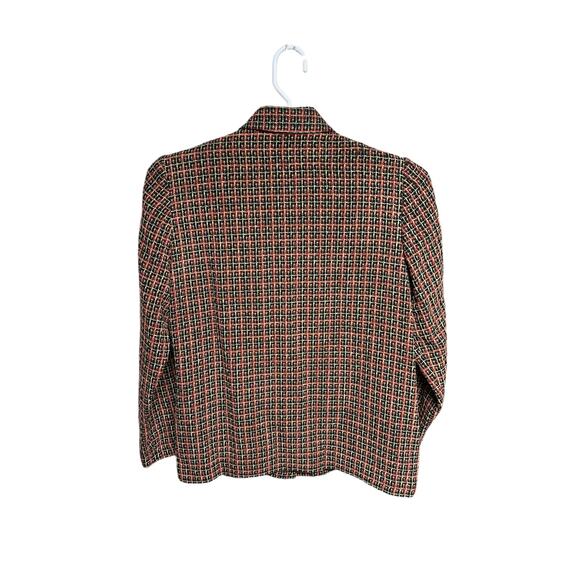 Women’s Fall Alfred  Dunner Brussels Jacket. Red Black Tan Size 8 Button Closure - Picture 2 of 8